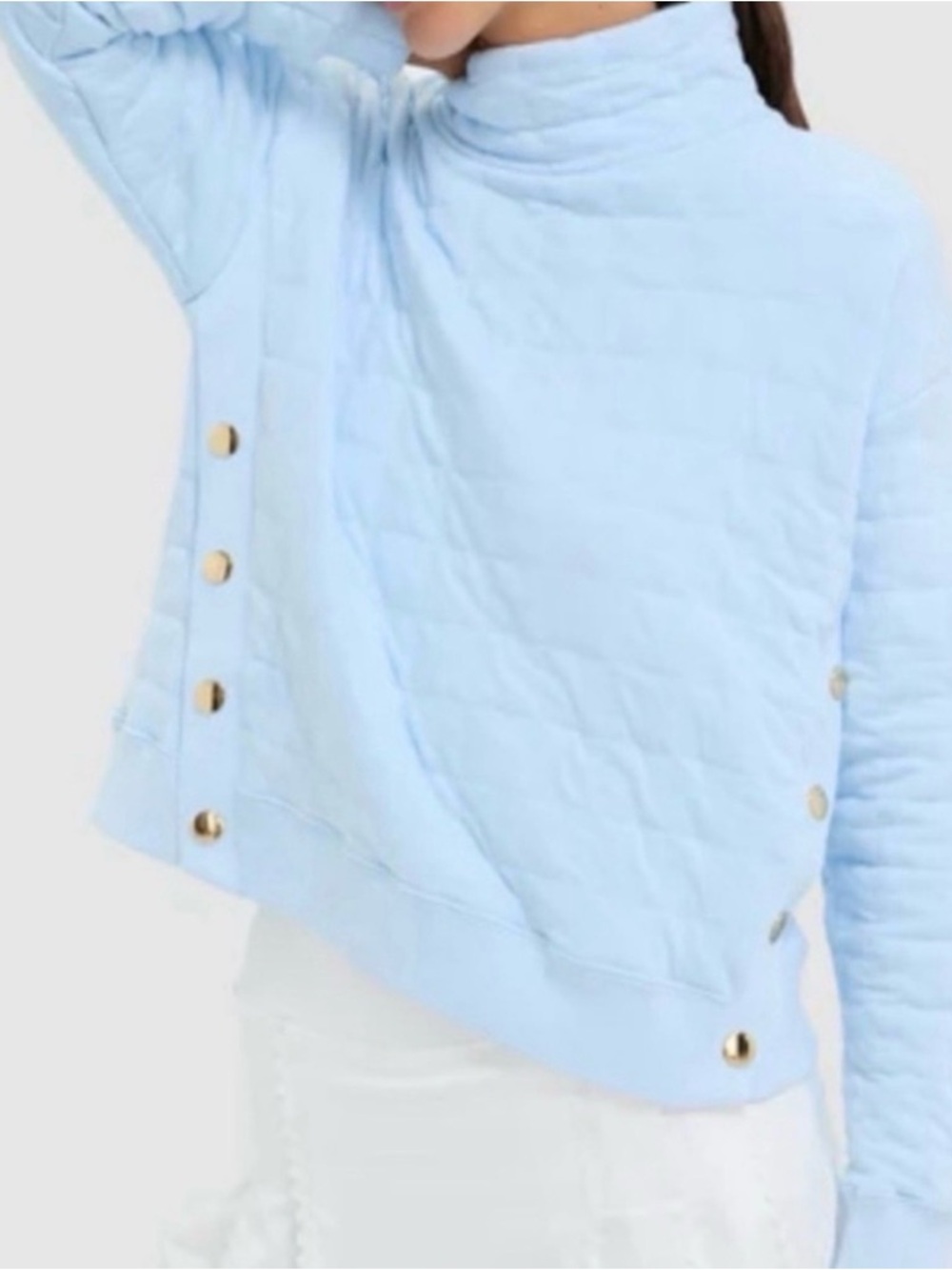 Tuckernuck Tnuck Sport  WOMEN'S LIGHT BLUE QUILTED WRIGHT FUNNEL NECK NWT XS
